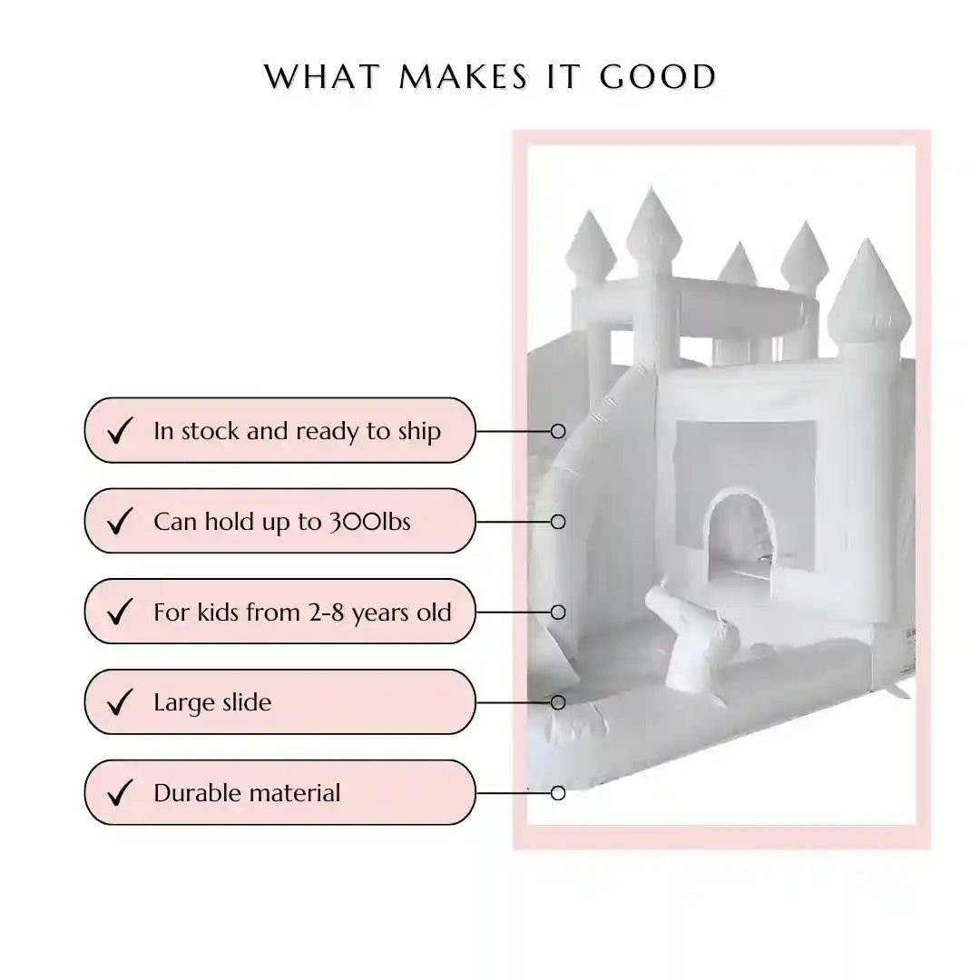 special features for The Splash Bounce, premium bounce house with water slide