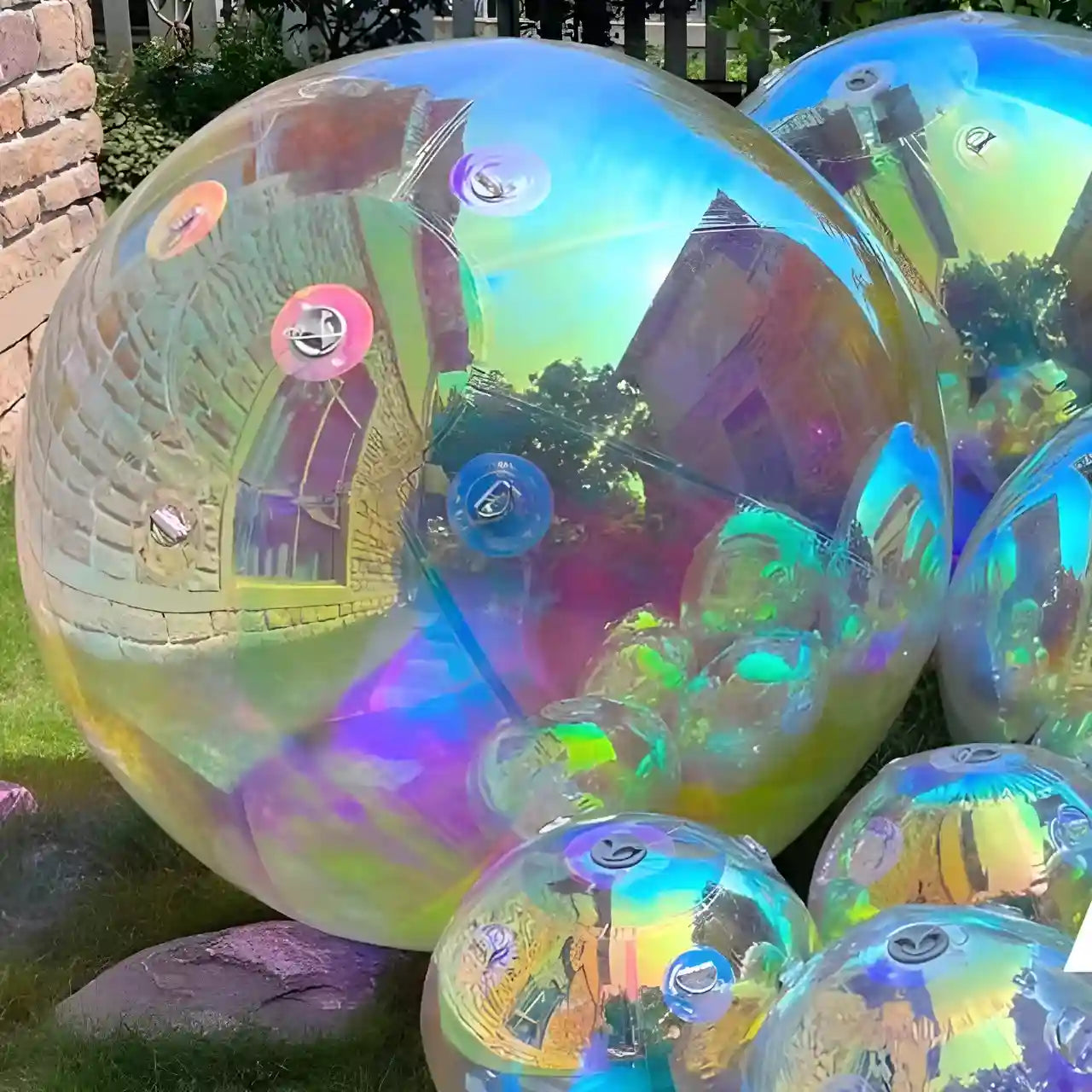 iridescent reflective giant blow up balls
