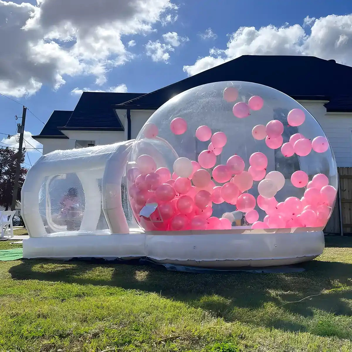 Inflatable bubble balloon house with bouncy mat