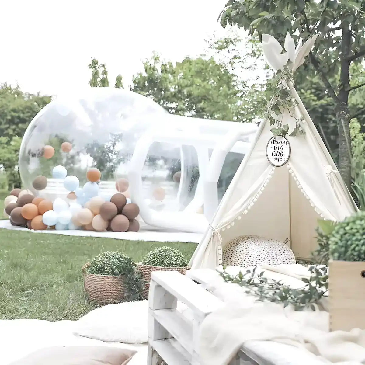 Inflatable tent perfect for a glamping themed party