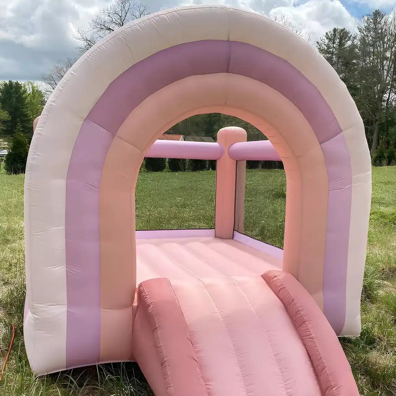 Pastel pink mini bounce house for commercial rental businesses